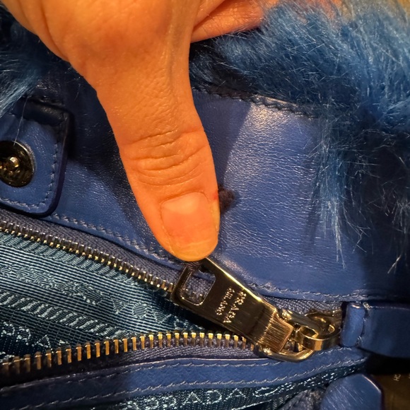 Prada Vibrant Blue Fur Shoulder Bag - Picture 10 of 12